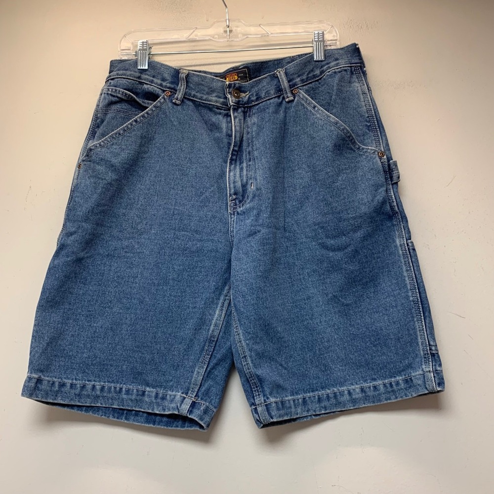 Route 66 Carpenter Shorts Mens 34 Blue Denim Excellent Multi-Pocket Workwear
